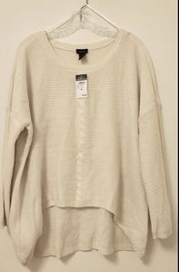 Cream high low sweater
